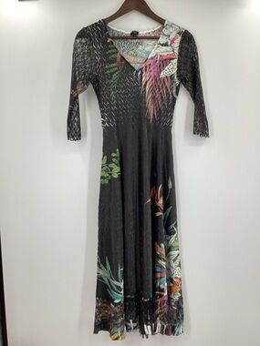 Komarov Charmuese Maxi Dress with Multicolor Floral Print